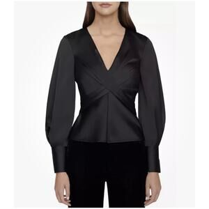 Staud Madison Blouson Sleeve Top - Black - Size 12 - NWOT